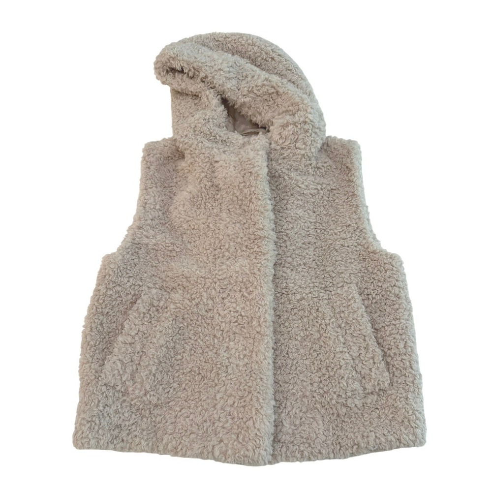 COS Beige Plush‎ Faux Fur Hooded Teddy Vest Sherpa Borg EUR 36 US 6